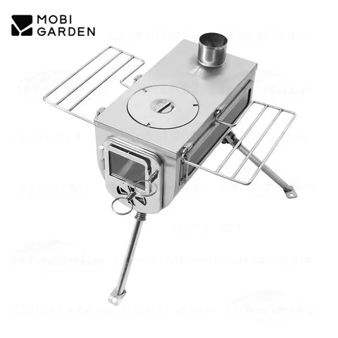 MOBI GARDEN 403 Stainless Steel Firewood Stove Outdoor Camping Cookware Portable Multi-Functional Heating Stove Free Smoke Pipe