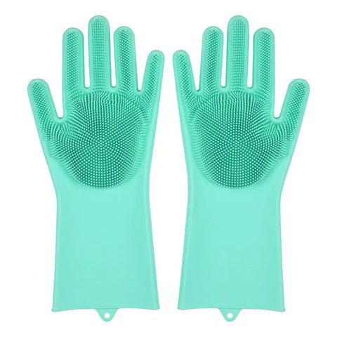 Dishwashing Cleaning Gloves Magic Silicone Rubber Dish Washing Gloves for Household Sponge Scrubber Kitchen Cleaning Tools