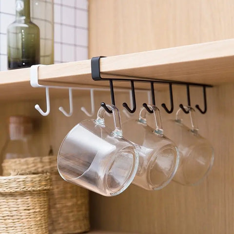 Cabinet kitchen partition storage rack dormitory iron hook seamless nail-free bedroom wardrobe storage finishing hook cup hooks