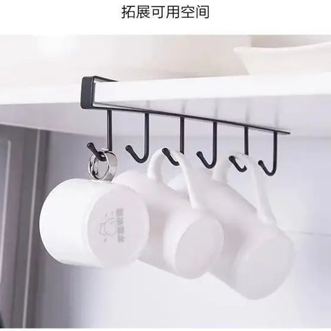 Cabinet kitchen partition storage rack dormitory iron hook seamless nail-free bedroom wardrobe storage finishing hook cup hooks
