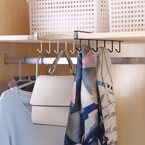 Cabinet kitchen partition storage rack dormitory iron hook seamless nail-free bedroom wardrobe storage finishing hook cup hooks
