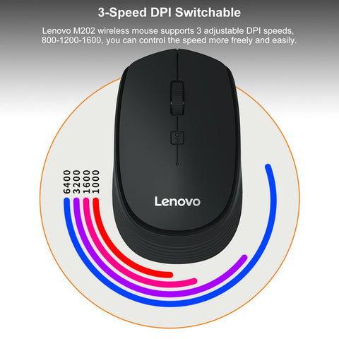 Lenovo M202 2.4GHz Wireless Mouse Optical Mouse Office Business Mice with USB Receiver for PC Laptop Computer