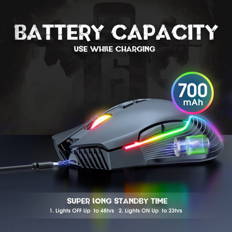 ONIKUMA CW905 2.4G Wireless Gaming Mouse RGB Backlit E-sports Mouse Optical Computer Mice 5 Adjustable DPI with 7 Programmable Buttons for Laptop Desktop PC Computer